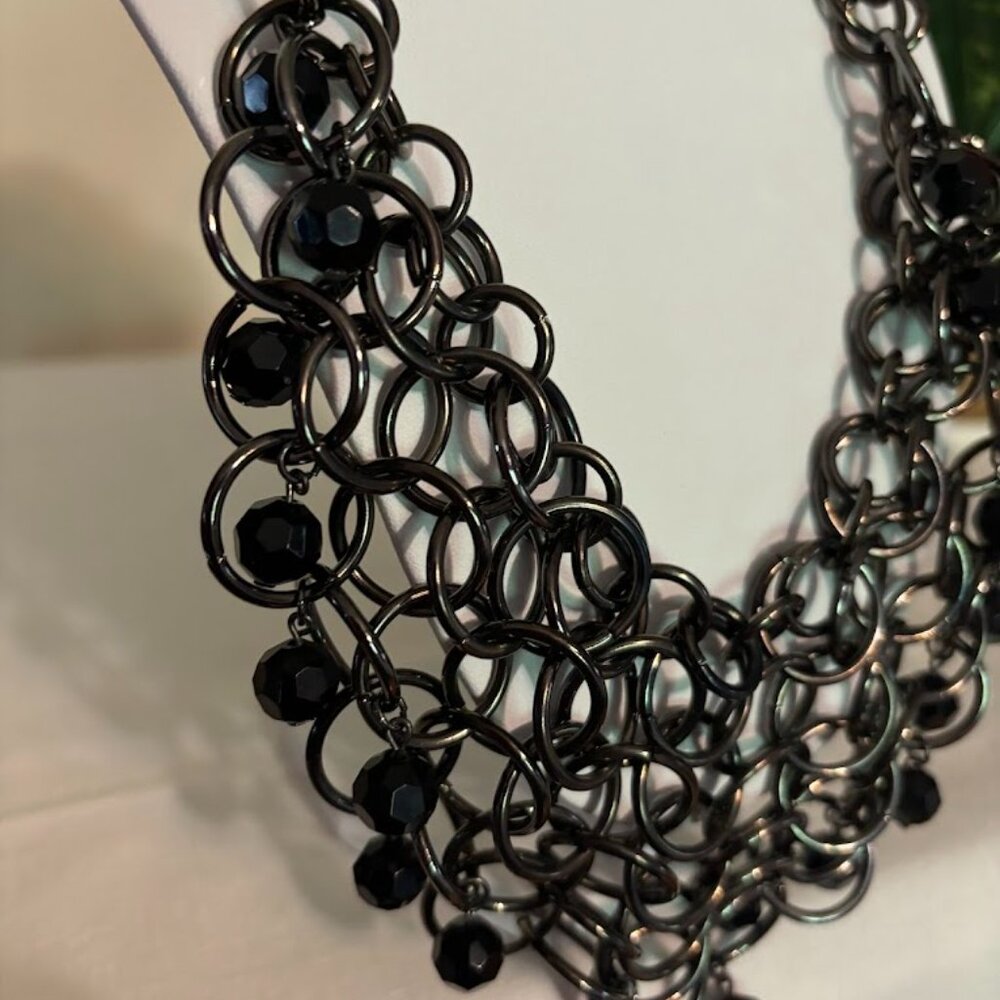 Beautiful and Unusual Black Necklace (21") with Black Beads - Picture 10 of 12